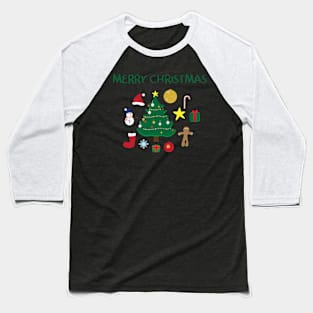 Christmas icons set and Merry Christmas greeting on white background Baseball T-Shirt